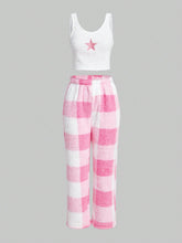 Conjunto de pijama Top tank con estampado de estrella & Pantalones con estampado de cuadros